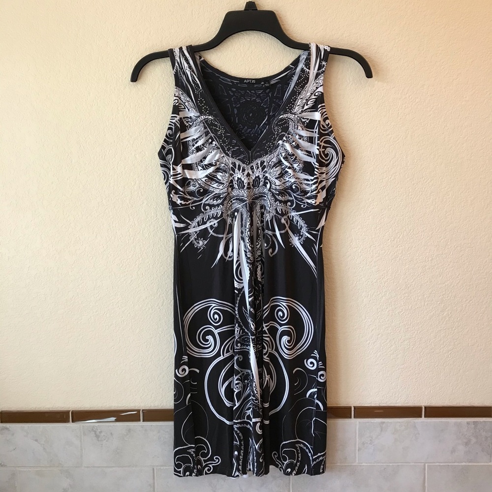 Apt 9 Sleeveless Dress Black & White Mini Bling - Picture 1 of 7